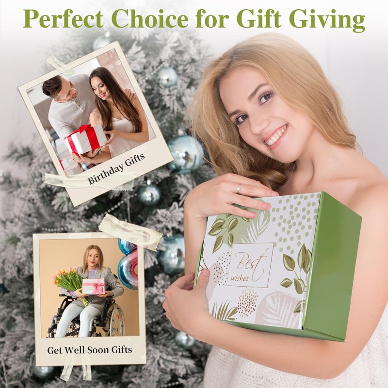 Birthday Gifts Basket for Women, 11 PCS Care Package with Luxury Blanket and Tumbler, Relaxing Spa Self Care Gifts Basket for After Surgery, Get Well Gifts for Women, Thinking of You Gifts for Her
