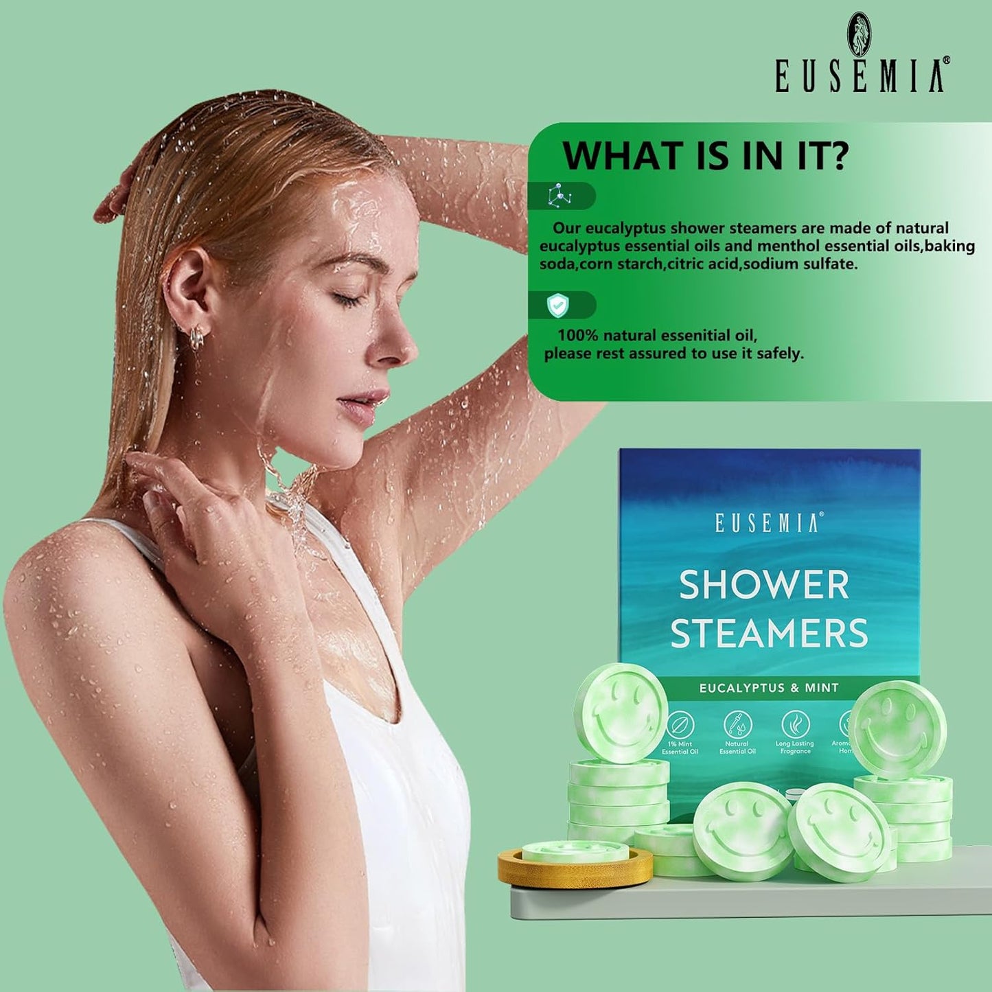 Eucalyptus Shower Steamers - Aromatherapy Shower Bombs with Mint Essential Oils | 24 PCS for Stress Relief