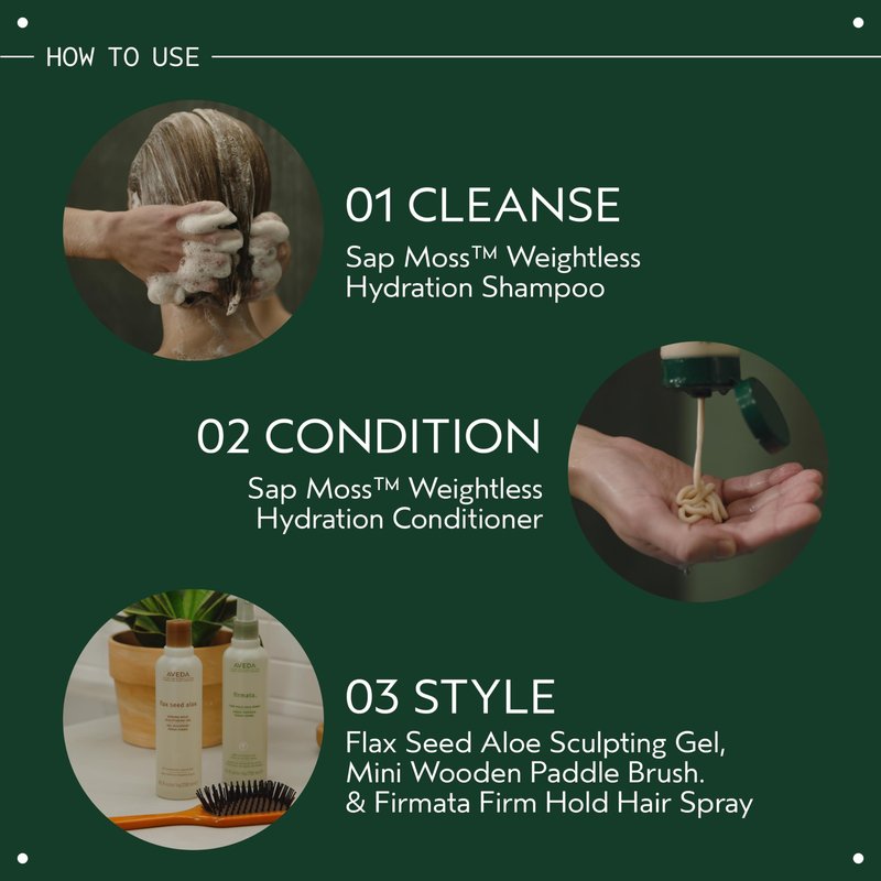 Aveda Sap Moss Weightless Hydration Shampoo & Conditioner Duo | Hydrates, Detangles, Fights Frizz | Silicone Free for Normal to Dry Hair | 94%+ Naturally Derived*