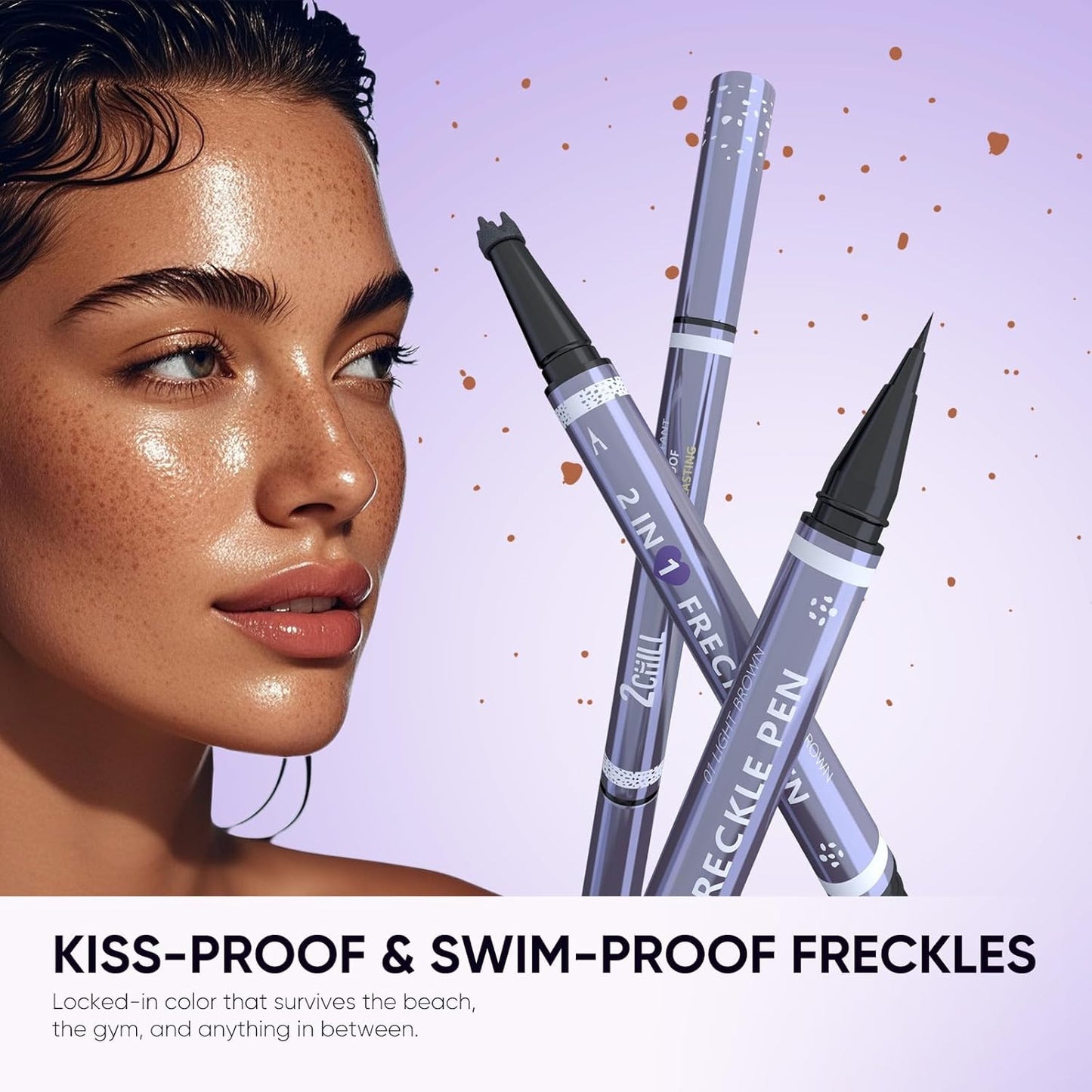 Dual Ended Freckle Pen - 2 in 1 Microblading & Eyebrow Makeup | Waterproof Natural Fake Freckles (02 Brown)