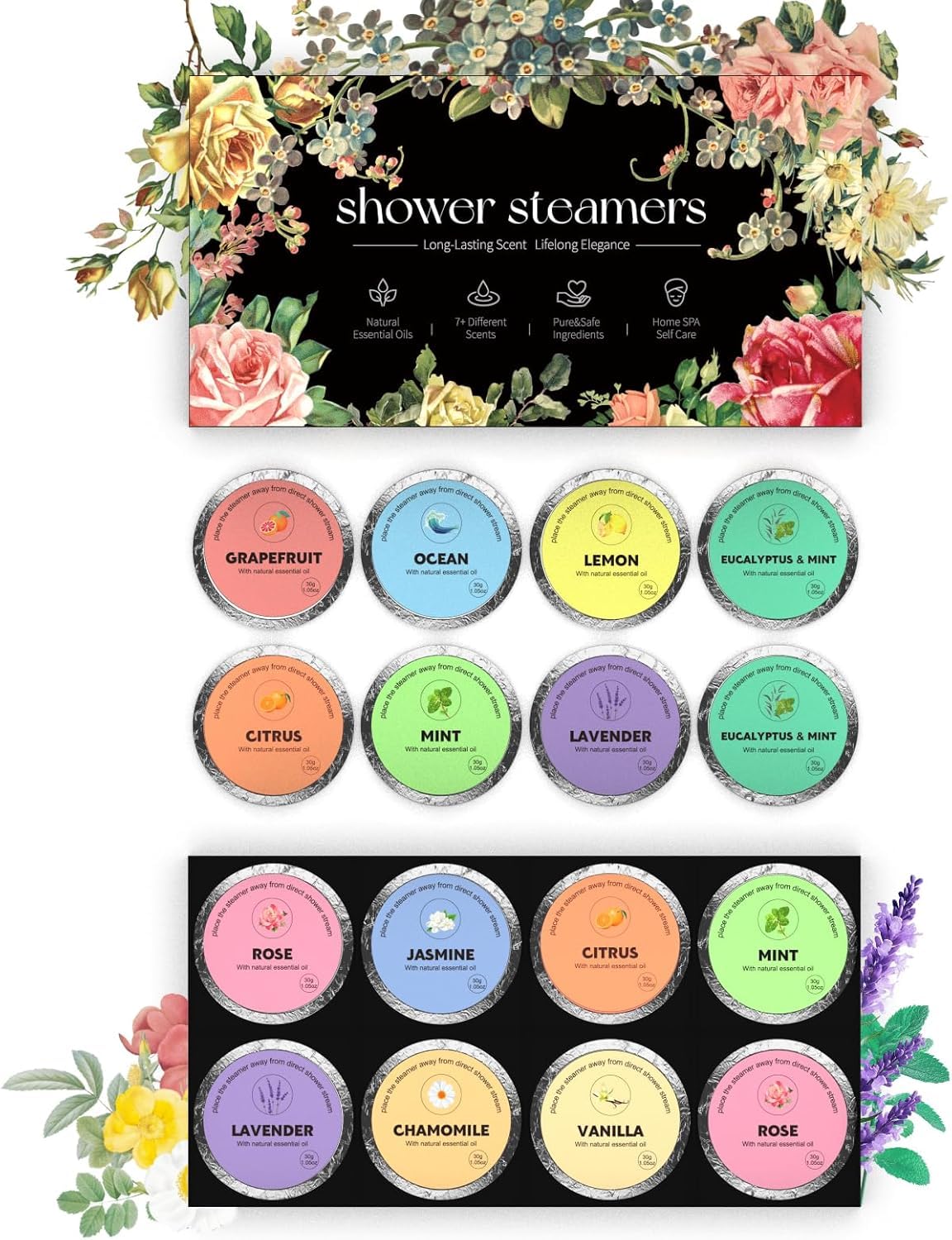ZIAKEAU Shower Steamers Aromatherapy 16 Packs Christmas Gifts for Women Shower Bombs Relaxation Gifts for Women Shower Essentials Ideal Self Care & Stress Relief Gifts