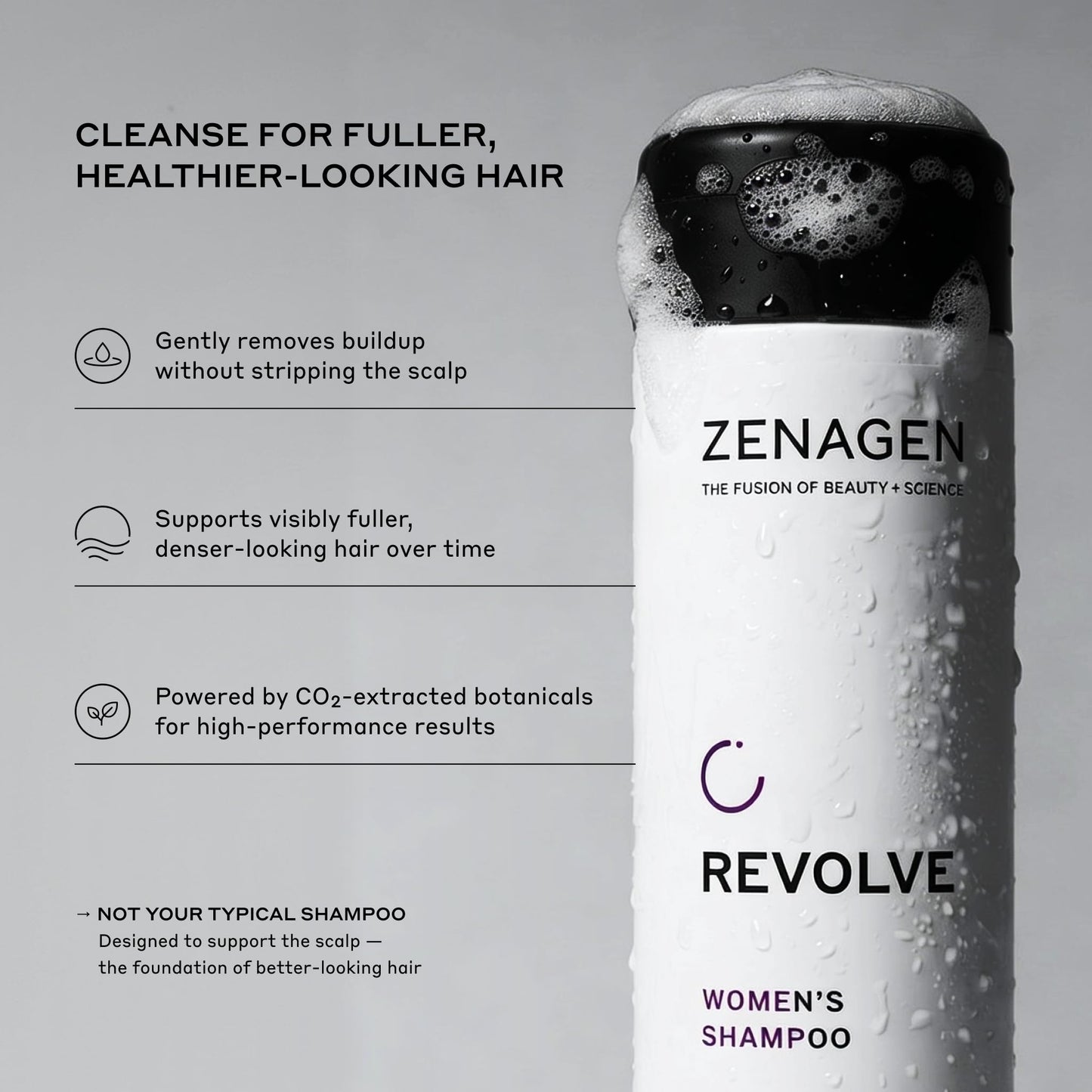 ZENAGEN Revolve Women's Thickening Shampoo | Supports Appearance of Fuller, Healthier-Looking Hair, Developed for Fine & Visibly Thinning Hair, Plant-Based, 5-Minute Treatment, 200 mL / 6.75 oz
