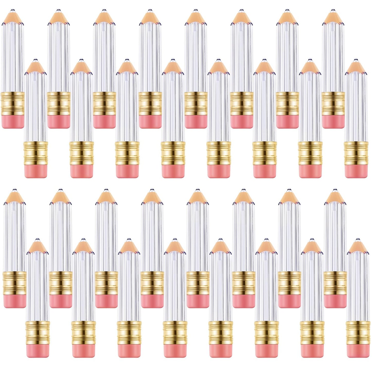 Blulu 48 Pcs Pencil Lip Gloss Tubes Bulk, 5 ml Empty Lip Gloss Containers, Cute Refillable Lips Balm Tubes for Graduation Party Favors, End of School Year, Back to School Teacher Appreciation Gifts