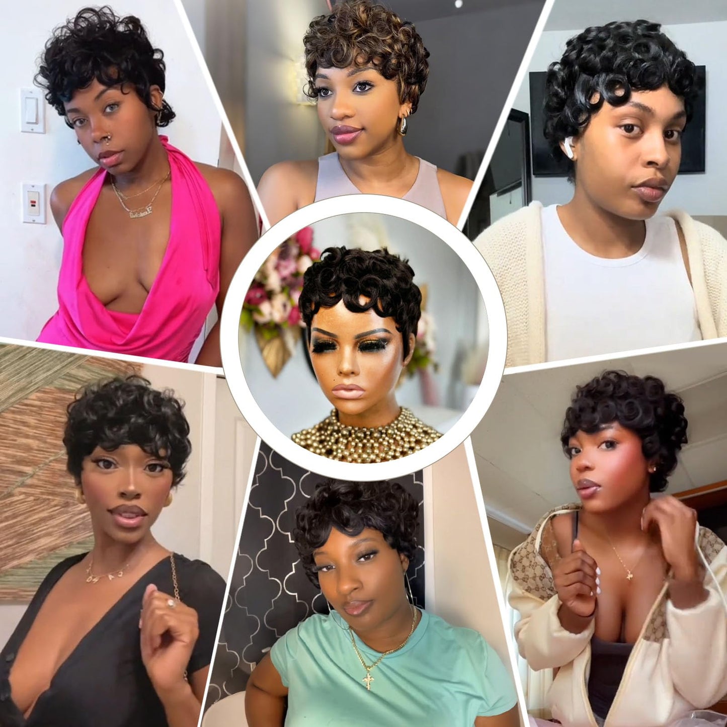 Jgzpfo Pixie Cut Wig Human Hair for Black Women Short Pixie Cut Wigs Natural Looking 100% Real Human Hair Wigs Glueless Full Machine Made Wigs for Black Women (C-025 1B)