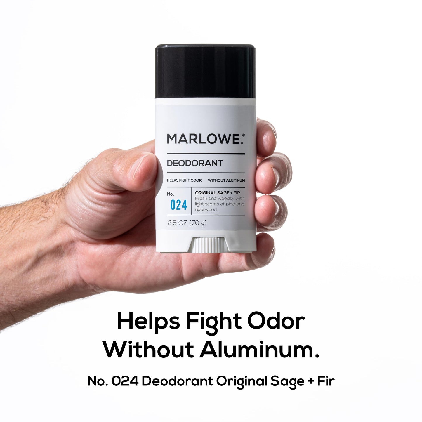 MARLOWE. Aluminum Free Men's Deodorant Stick, Sage +Fir, 2.5 oz, 3 Pack