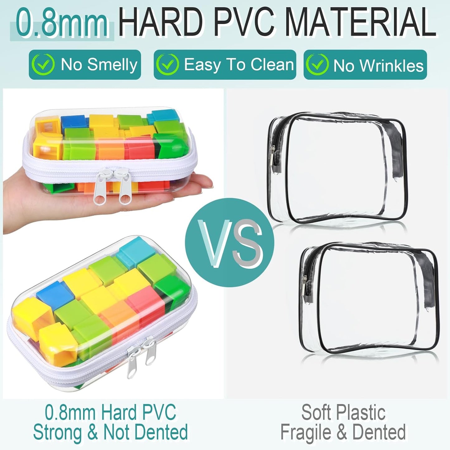 Clear Zipper Pouches - 6 Pcs Transparent Makeup & Toiletry Bags | Travel Organizer (White, 5 x 3 x 2 Inch)