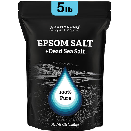 Aromasong Epsom Salt with Dead Sea Salt for Soaking - Bulk 5 Lb - 100% Pure Bath Salt, Foot & Muscle Soak