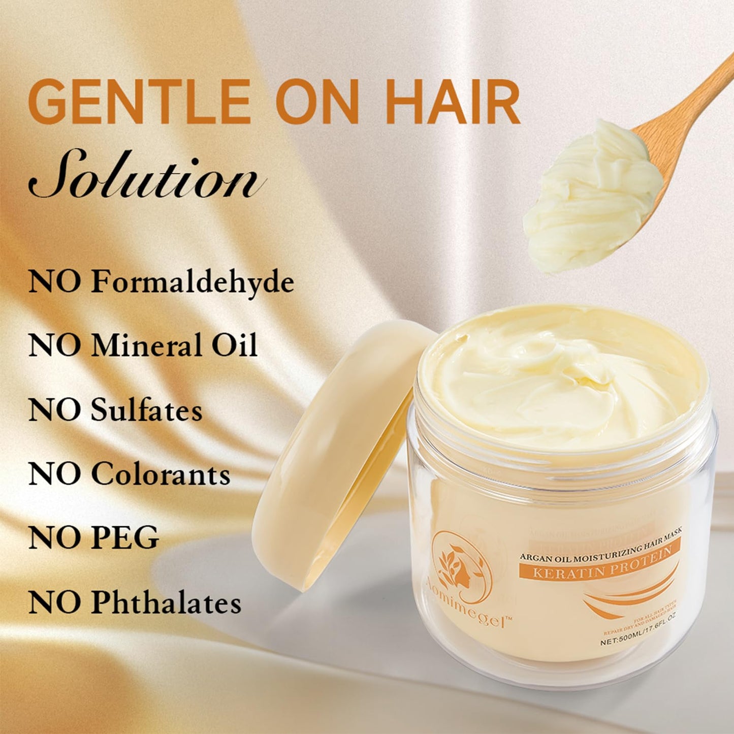 Aomimegel Collagen Hair Mask,Deep Repair Conditioning Argan Oil Hair Mask for Damaged Hair Treatment, Deep Conditioner Hydrating Hair Masque for All Hair Types 16.9 oz 500ml