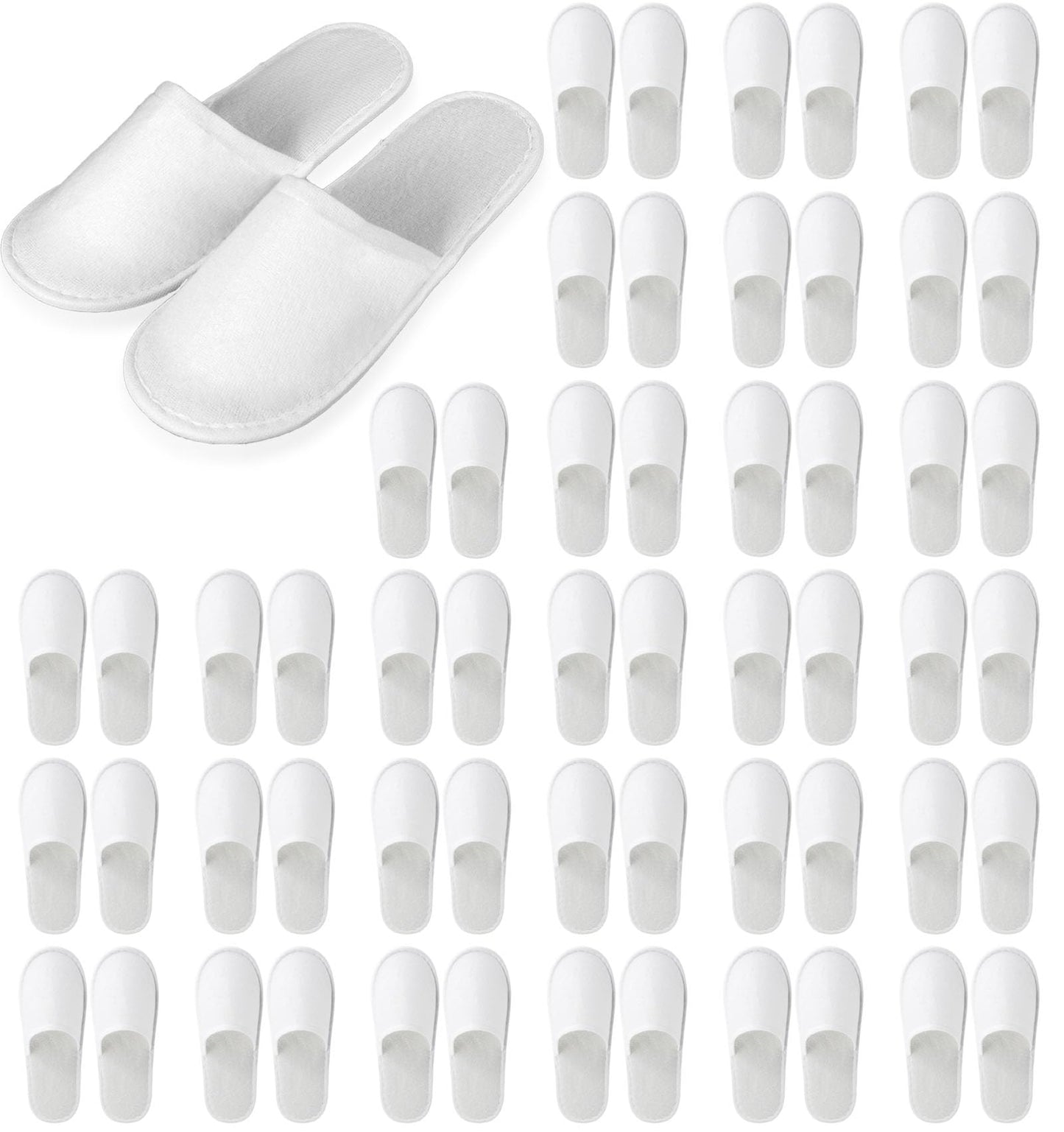 Nexboraque 30 Pairs 10.5 Inch Disposable Slipper for Guests, White Spa Slippers Bulk House Slippers Non Slip Closed Toe Travel Footwear for Hotel Guests Women Men, Medium