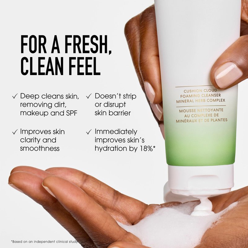 bareMinerals Skinlongevity Face Cleanser, Cream-to-Foam Cleanser with Mineral Herb Complex, Removes Makeup & Sunscreen, Gentle for All Skin Types, Vegan, Cruelty-Free & Dermatologist-Tested