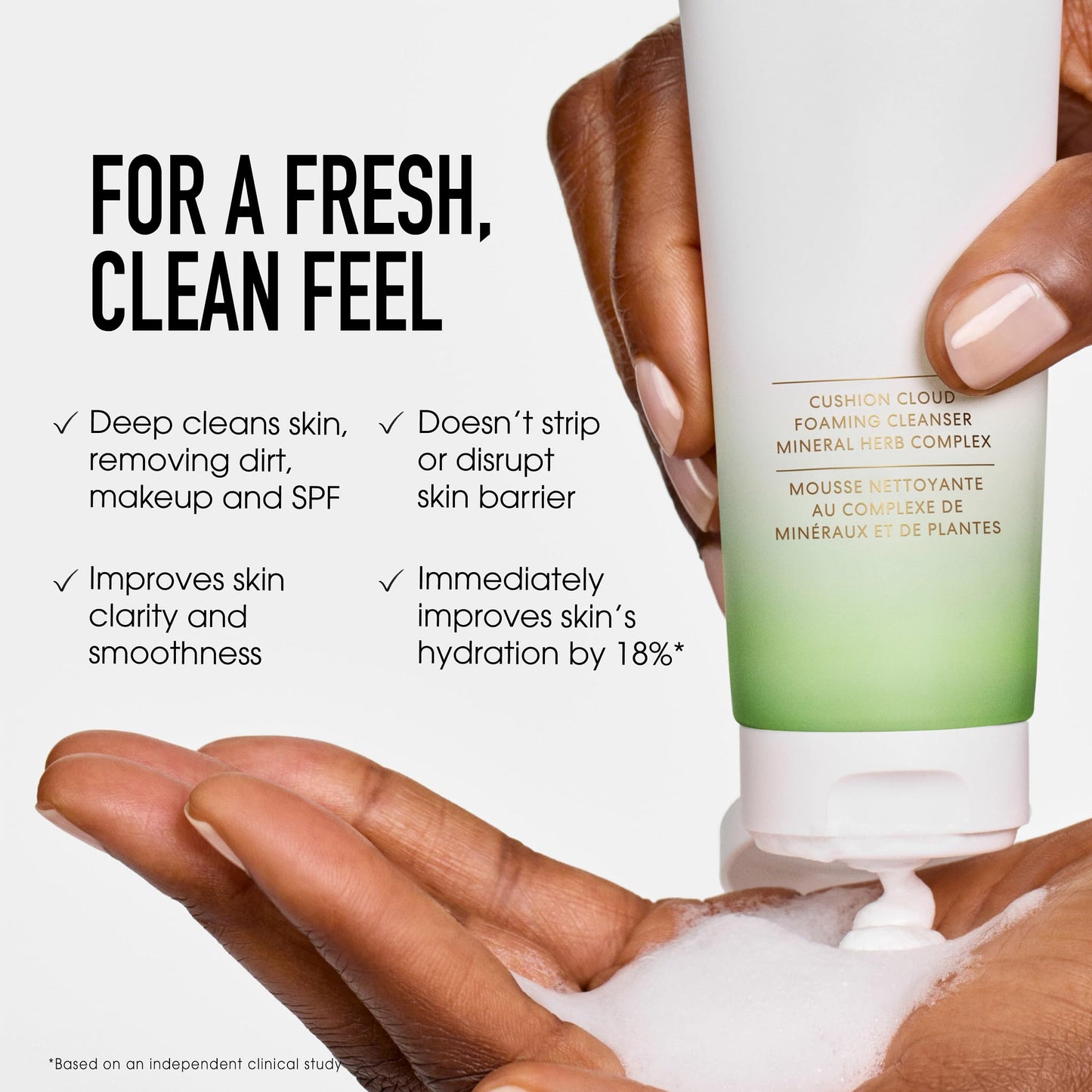 bareMinerals Skinlongevity Face Cleanser, Cream-to-Foam Cleanser with Mineral Herb Complex, Removes Makeup & Sunscreen, Gentle for All Skin Types, Vegan, Cruelty-Free & Dermatologist-Tested