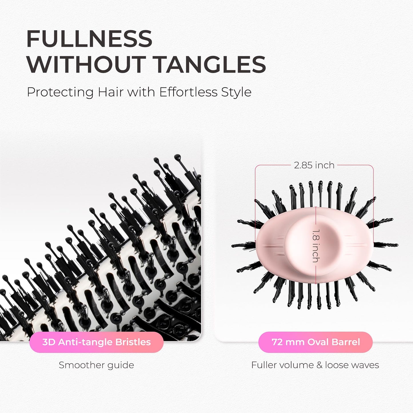 TYMO Hair Dryer Brush Blow Dryer Brush in One, 4 in 1 Ionic Hairdryer and Styler Volumizer with Oval Titanium Barrel, Hot Air Straightener for Smooth Frizz-Free Blowout, Pink, 2.85 Inch