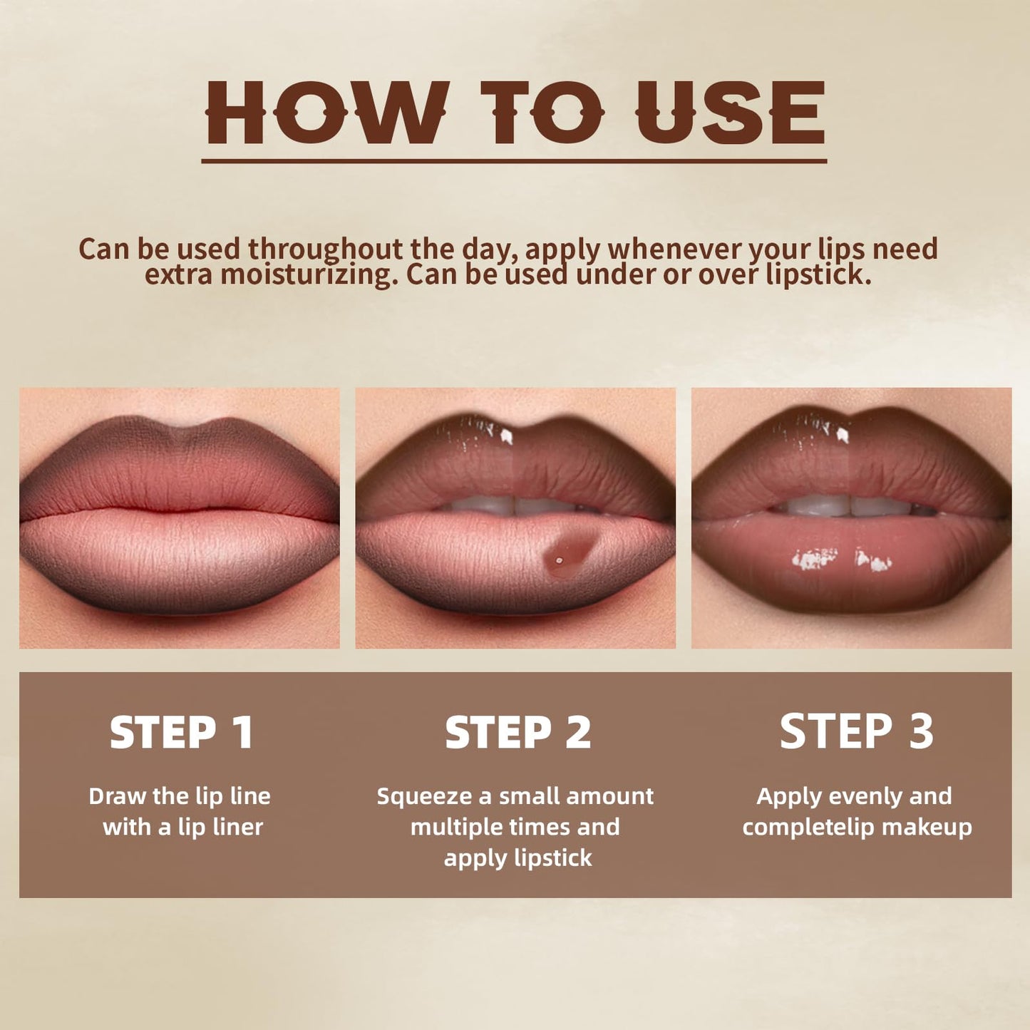 HOSAILY 2 Colors Lip Liner with Lip Gloss Set, Moisturizing Light Brown Lip Pencil Dark Brown Lip Liner and Lip Gloss Combo, Long Lasting Glossy Lip Stain Lipstick Lip Care Makeup
