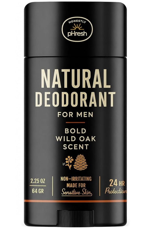 Prebiotic Natural Deodorant for Men - Aluminum & Baking Soda Free | 24-Hour Odor Protection, Bold Wild Oak Scent, 2.5 oz