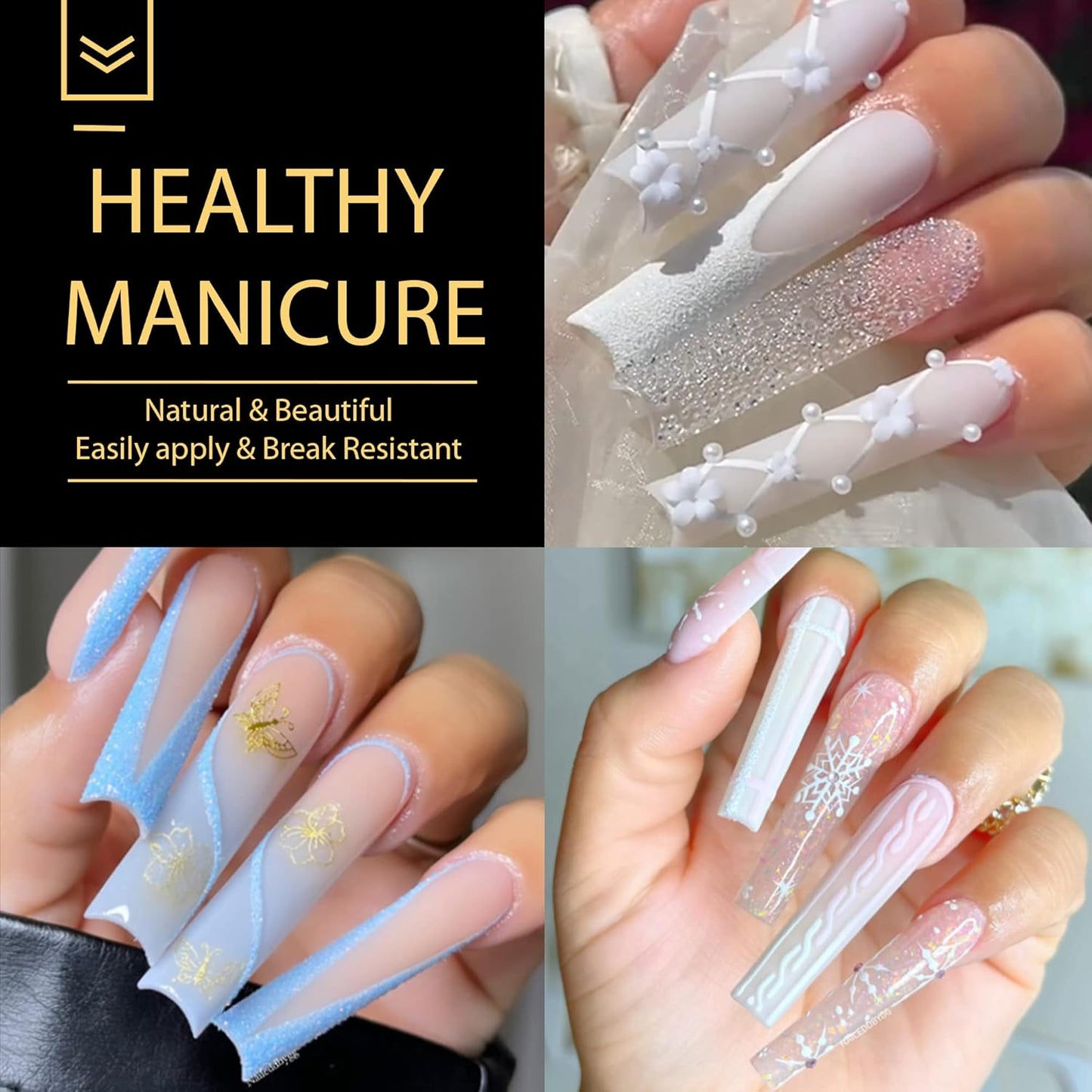 Extra Long Tapered Square Nail Tips - 240 Pcs Full Cover Gel Nail Tips | No C Curve, XXL Size for DIY & Salon Use
