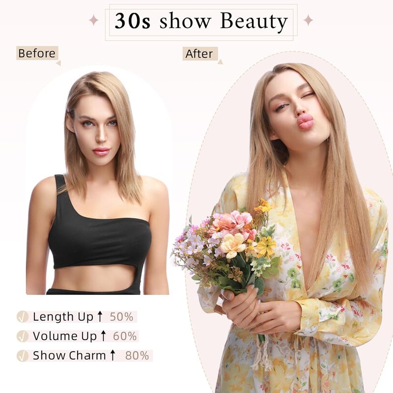 SEGO One Piece Clip in Extensions, 5 Clips Real Human Hair Extensions, Long Straight, 20 inches, #02 Dark Brown