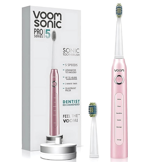 Voom Sonic Pro 5 Electric Toothbrush for Adults - Ultrasonic Electric Toothbrushes with Replacment Brush Head, Dentist Recommended Power Sonic Toothbrush with 5 Modes