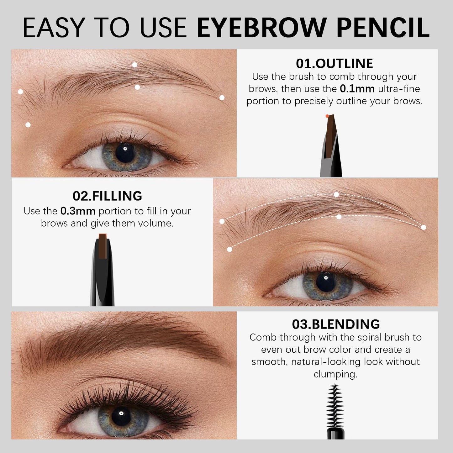 MAVENI Browcharm Microblading Eyebrow Pencil for Women,0.1mm Ultra-Fine Mechanical Pencil,Makeup Brow Definer Waterproof,Draws Tiny Brow Hairs and Fills in Sparse Areas and Gaps (05 Deep Brown)