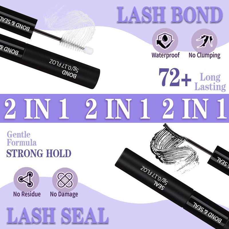 Lash Extension Kit 14-24mm Lash Clusters Kit 60D+80D+100D Thick Volume Eyelash Extension Kit D Curly DIY Individual Lashes 3 Style Lashes with Waterproof Lash Bond and Seal and Tweezers
