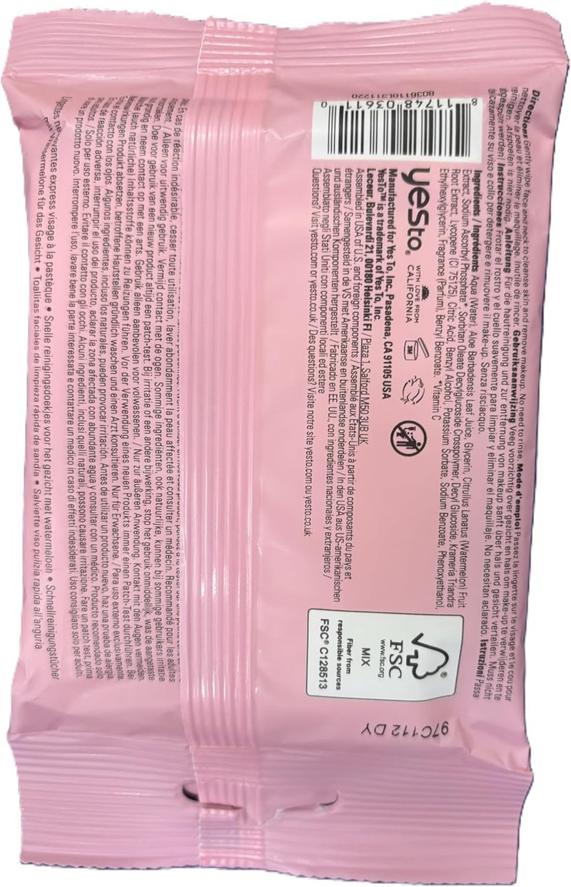 Yes To Cucumbers Travel Facial Cleanser Wipes 10 Count - Aloe Soothing Makeup Remover for Sensitive Skin - Hydrating Face Wipe, Perfect Christmas Stocking Stuffer