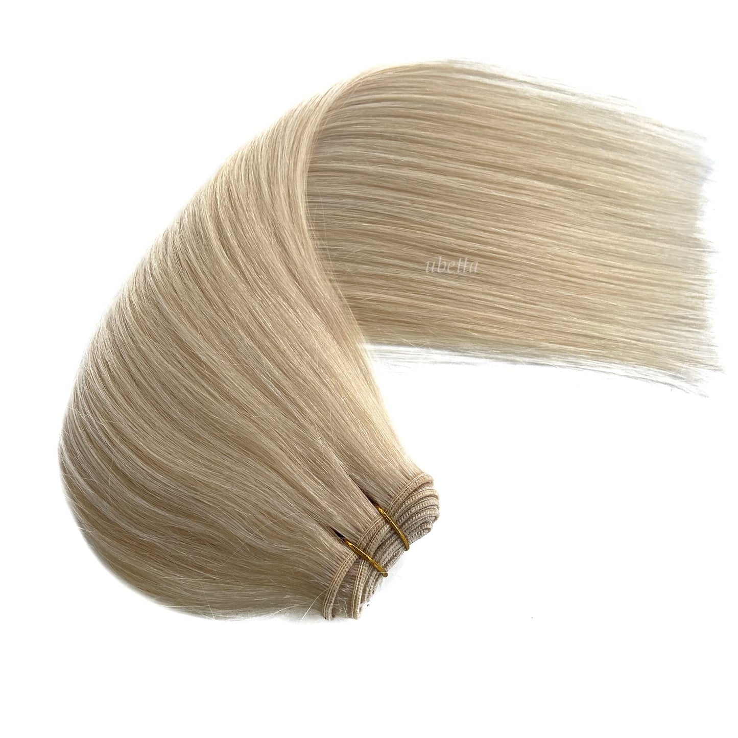 Sew in Hair Extensions Real Human Hair, Blonde Weft Hair Extensions Human Hair, 14 Inch 80G Hand Tied Weft Hair Extensions Human Hair Bundles Weave Extensions for Women