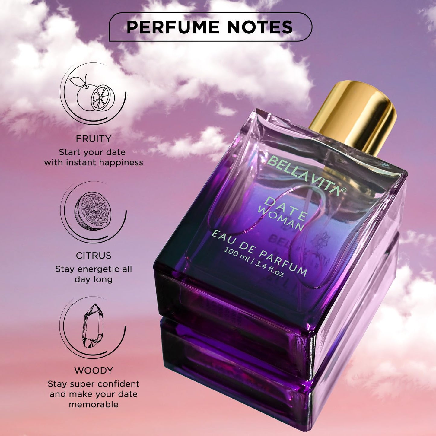 Bella Vita Luxury Gift Set Combo for Women - Date Woman & Women's Gift Set | Pink Pepper, Red Fruit, Jasmine, Oud | Long Lasting Perfume for Women |Vegan & Cruelty free - (4 * 20 ML + 100 ML)