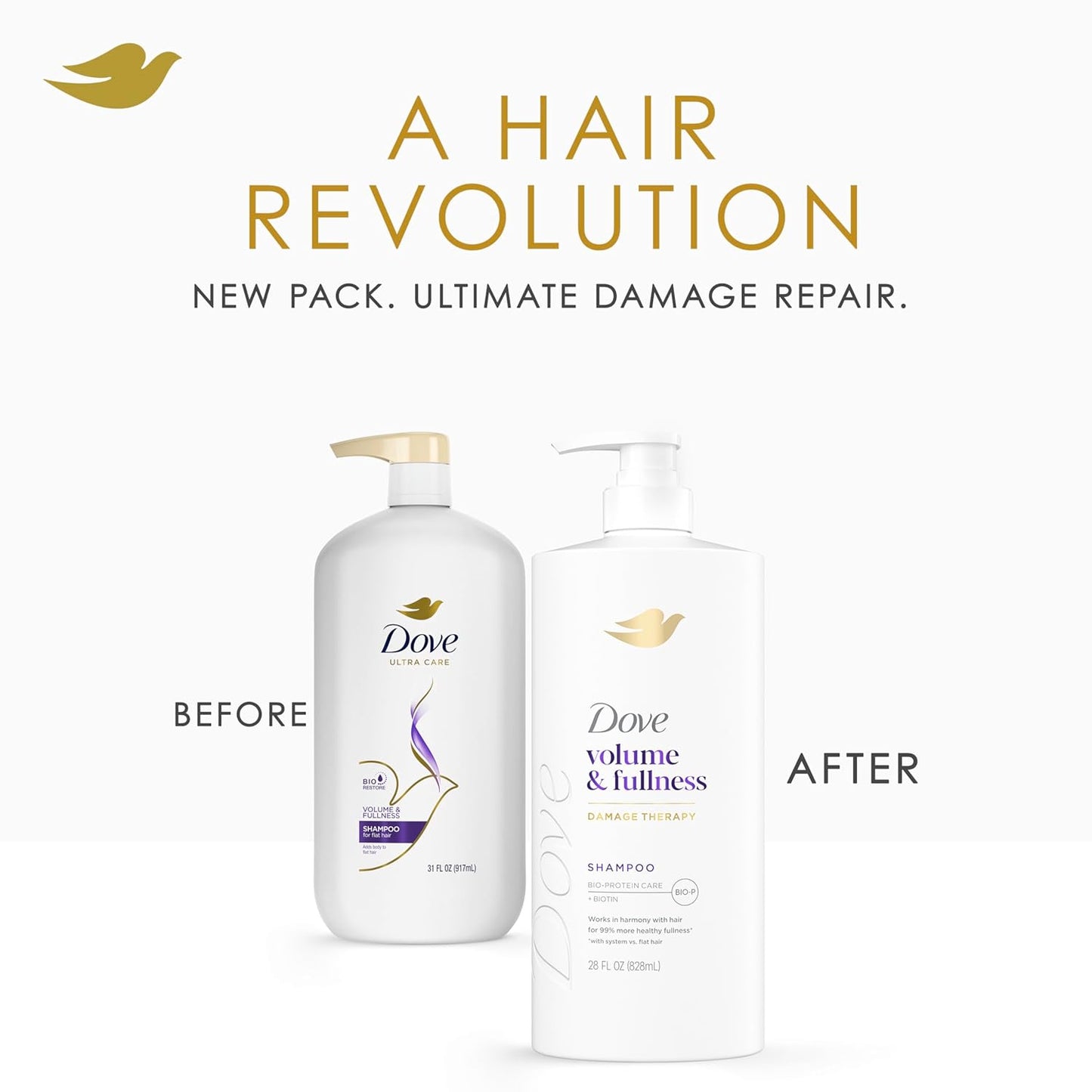 Dove Shampoo for Fine, Thin Hair - Volume & Fullness with Bio-Protein Care Technology | 28 Fl Oz