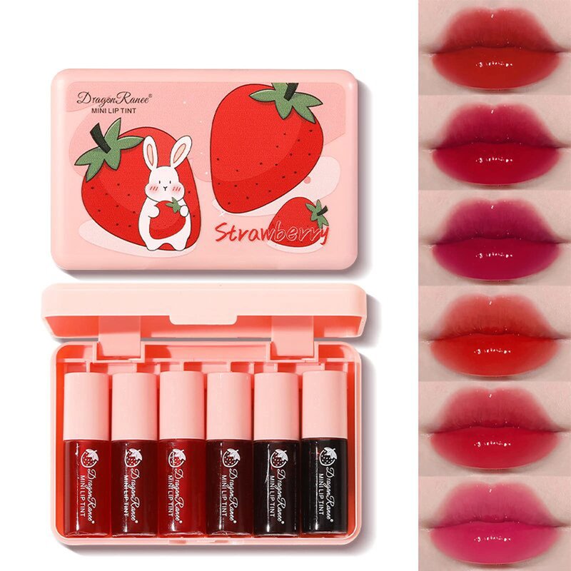 Minfei 2Pcs Bee Color Changing Lip stick, Honey & Strawberry Lipstick Moisturizing Lipstick Hydrating & Prevention Non-Sticky Formula, Long Lasting Moisturizing Lip Gloss (Strawberry, 0.03 oz)