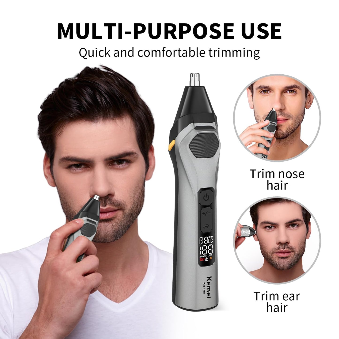 KEMEI 5-in-1 All-in-One Grooming Kit for Men, Cordless Professional Beard Trimmer and Nose Ear Trimmer, Electric Facial Grooming Set, Sideburn and Eyebrow Trimming Tool, Gifts for Men
