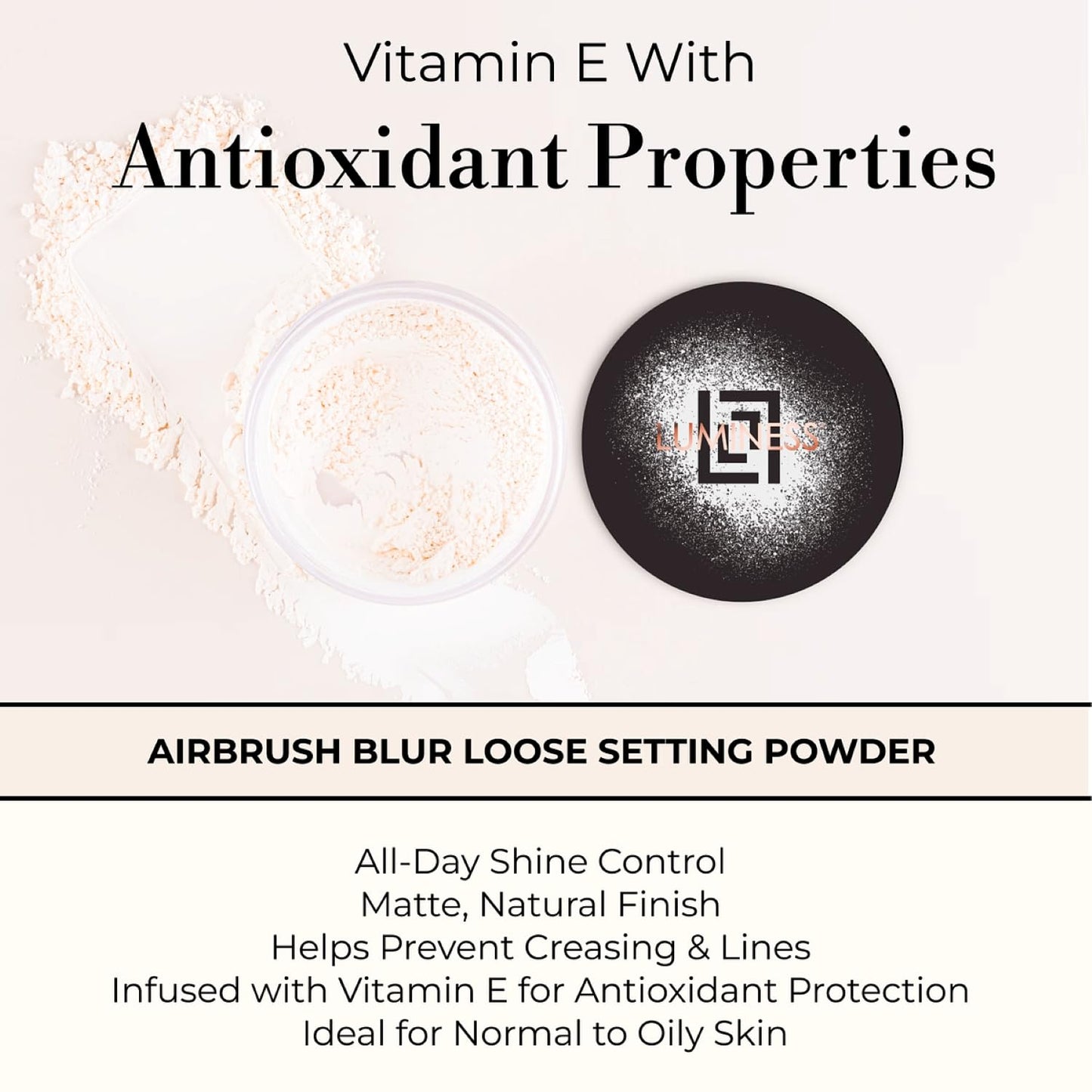 Luminess Airbrush Blur Translucent Loose Setting Powder - Pore Minimizer Face Powder, Weightless, Talc-Free, Moisture-Resistant Formula for All Skin Tones, Extends Makeup Wear, Shine-Free Finish