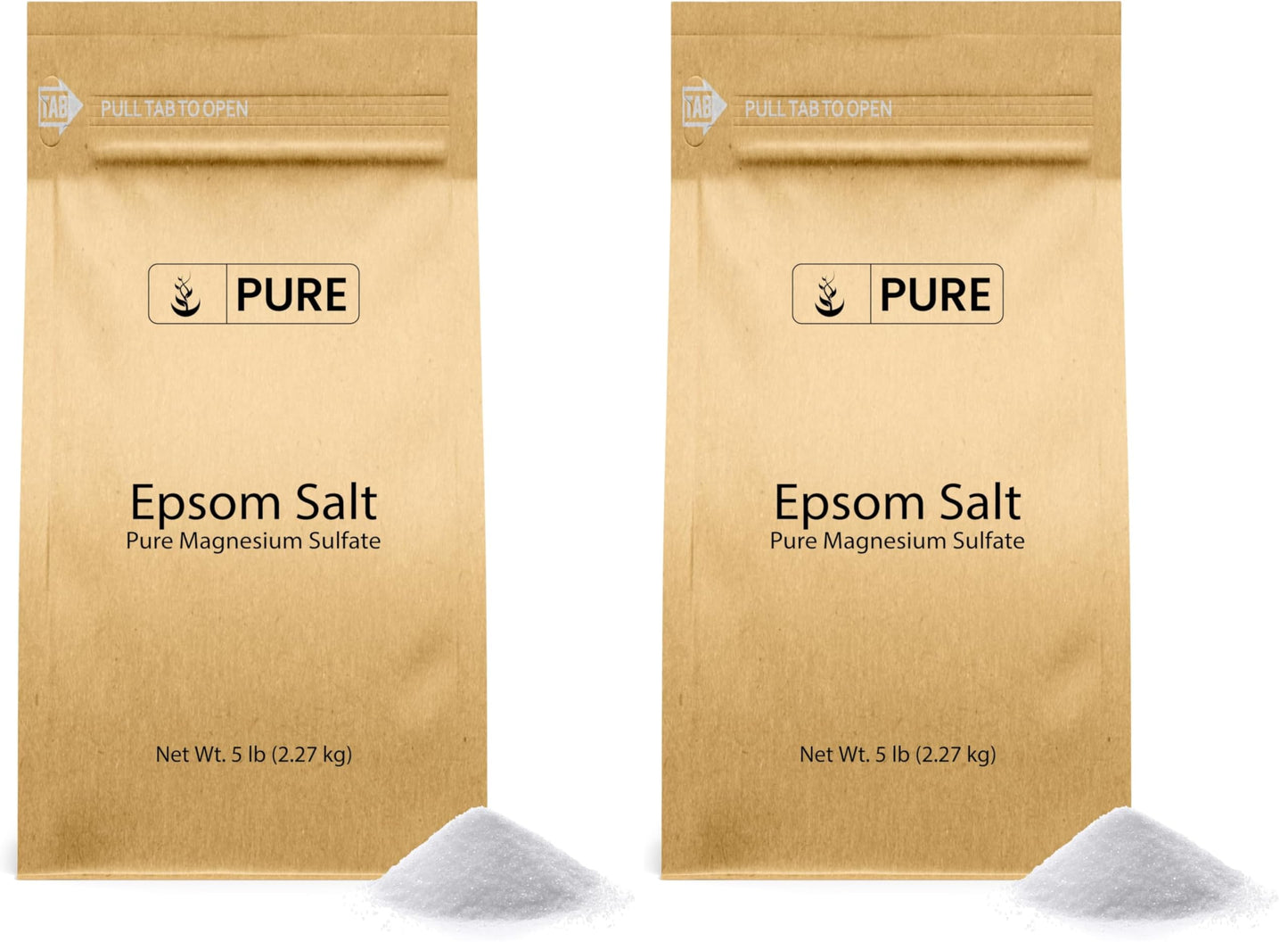 Pure Original Ingredients Epsom Salt Pure Magnesium Sulfate, Food Grade, Soaking Solution (5 Pound) (Pack of 2)