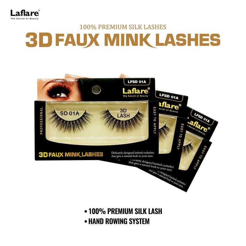 Laflare Silk Lashes 3D FAUX MINK Eyelashes, Light, Reusable, Handmade, Natural Looking, Professional Easy to Apply Eyelashes in a Knitted Style3-3 PACKS BUNDLE SPECIAL (3, SD47)