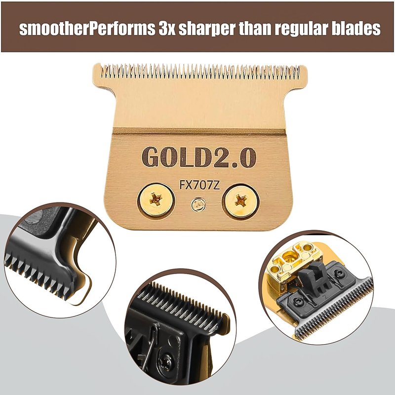 FX707Z DLC 2.0 Replacement Trimmer Blades - Zero-Gapped Compatible with BaByliss PRO Gold