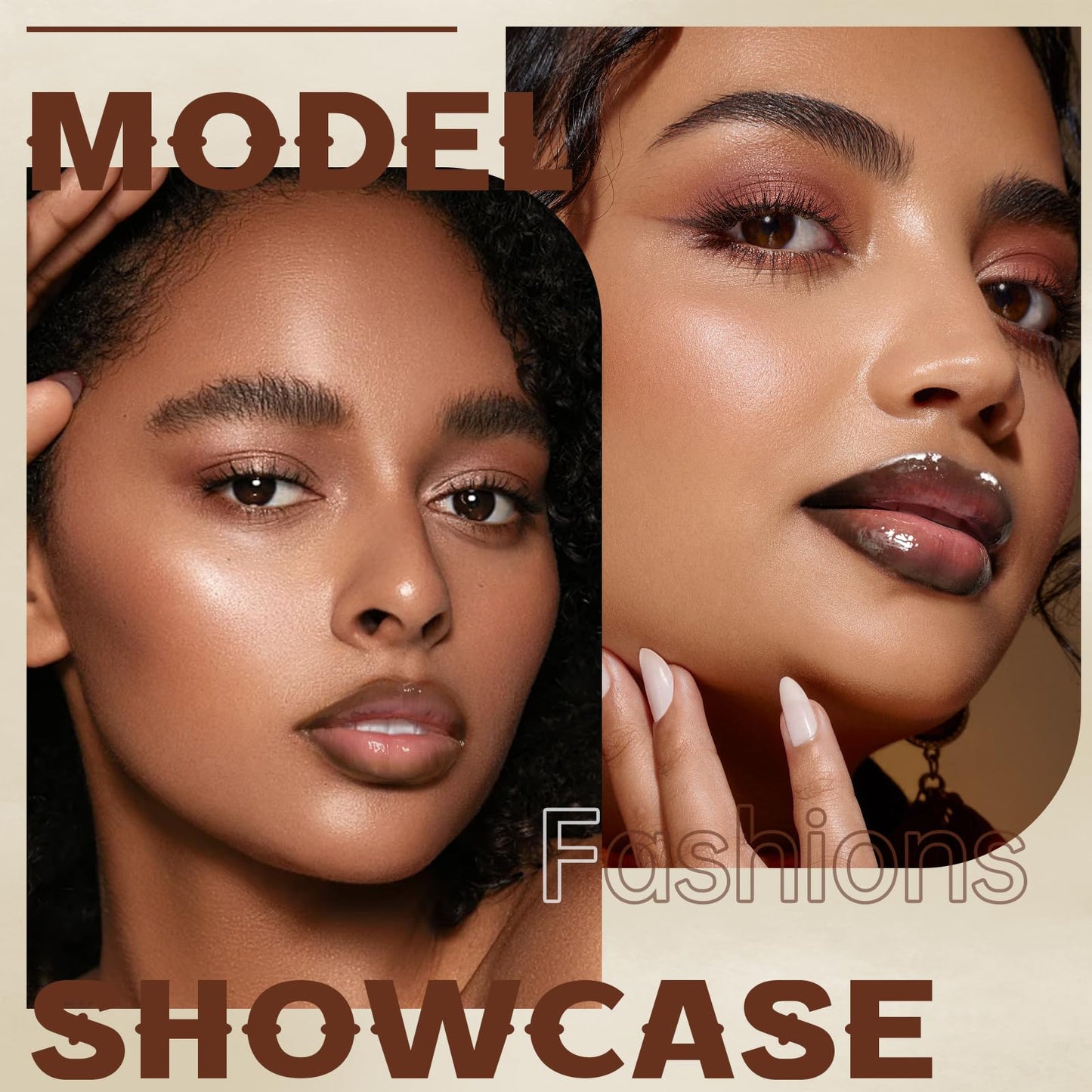 HOSAILY 2 Colors Lip Liner with Lip Gloss Set, Moisturizing Light Brown Lip Pencil Dark Brown Lip Liner and Lip Gloss Combo, Long Lasting Glossy Lip Stain Lipstick Lip Care Makeup