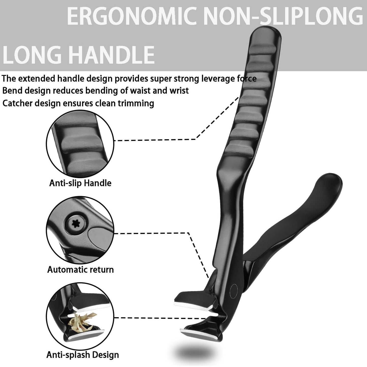 XGIZMOO Toenail Clippers for Thick Toenails-Angled Head,Toe Nail Clippers for Thick Nails for Seniors,Finger Nail Clippers for Men with Wide Jaw Opening, Heavy-Duty Nail Cutters