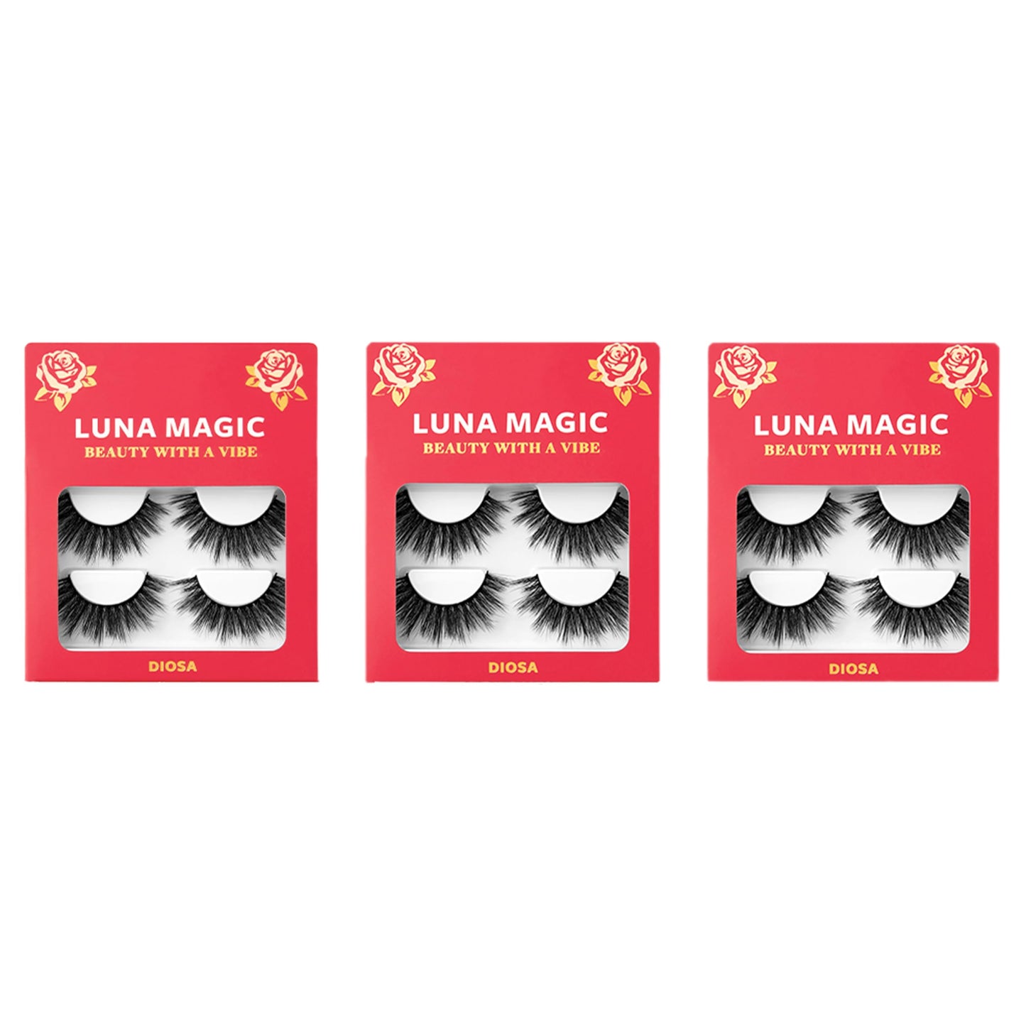 Luna Magic Bebesita Faux Mink Wispy Lashes with Soft Band, Reusable up to 10x, Lightweight Eye-Enhancing Design for Natural or Dramatic Eye Looks - Vegan & Cruelty-Free Eyelashes - 13MM – 3 Pair