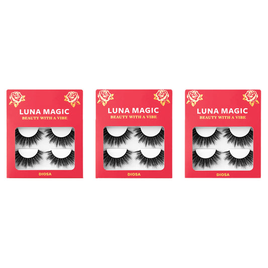 Luna Magic Bebesita Faux Mink Wispy Lashes with Soft Band, Reusable up to 10x, Lightweight Eye-Enhancing Design for Natural or Dramatic Eye Looks - Vegan & Cruelty-Free Eyelashes - 13MM – 3 Pair