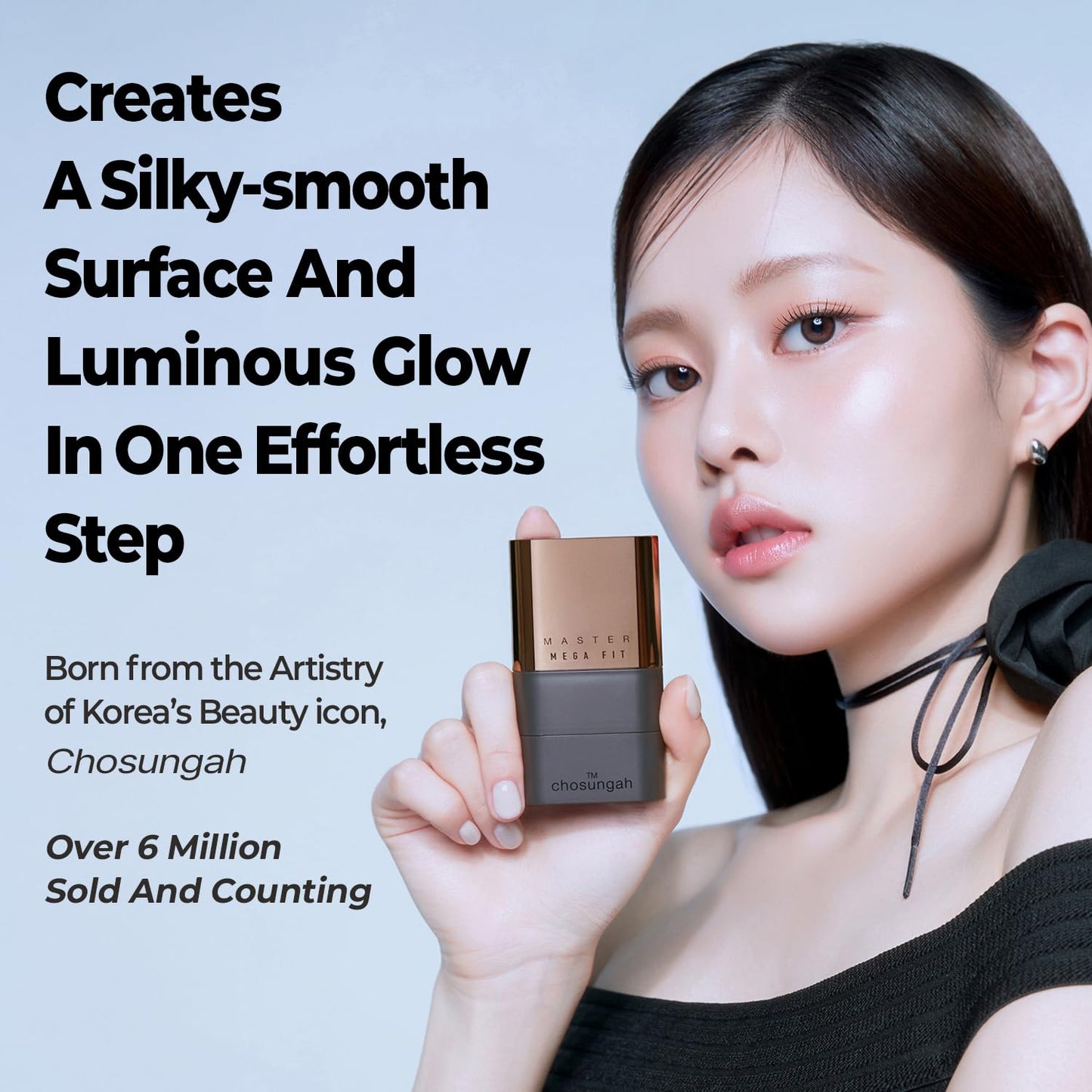 CHOSUNGAH BEAUTY Mega Fit Master Glow Stick Foundation with Brush, 120H Long Lasting Radiant Coverage, All-in-One Stick for Easy Application, K-Beauty, Shade 23, 0.56oz (02 Sand Beige)