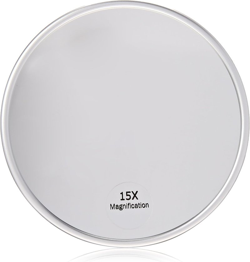 15x Magnification Suction Cup Mirror - Round 5 Inch Vanity Mirror for Makeup & Grooming