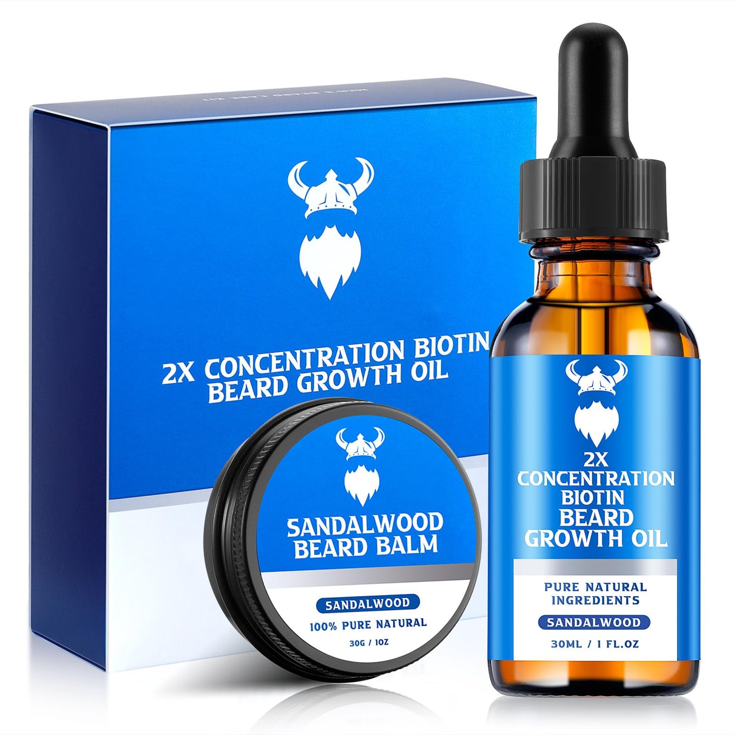 MistySprite Sandalwood Beard Growth Oil with 2X Concentration Biotin for Men and Cedarwood Beard Growth Oil with 2X Concentration Biotin for Men，Natural Ingredients & Thickens Facial Hair Growth