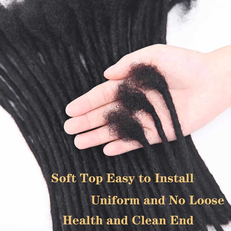 8 Inch 0.8cm Thickness Dreadlock Extensions Human Hair 30Strands 100% human hair Full handmade Loc Extensions Human Hair Can Be Curled and Bleached Dreads Extension for Men Women （ #1B）