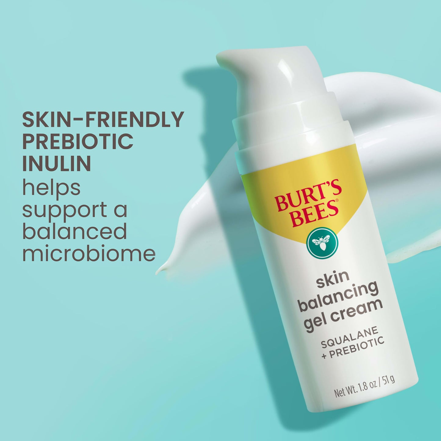 Burt's Bees Clear and Balanced Skin Balancing Gel Cream With Squalane and Prebiotic, Gel Moisturizer for Breakout-Prone Skin, 99 Percent Natural Origin, 1.8 oz. Bottle (Pack of 4)