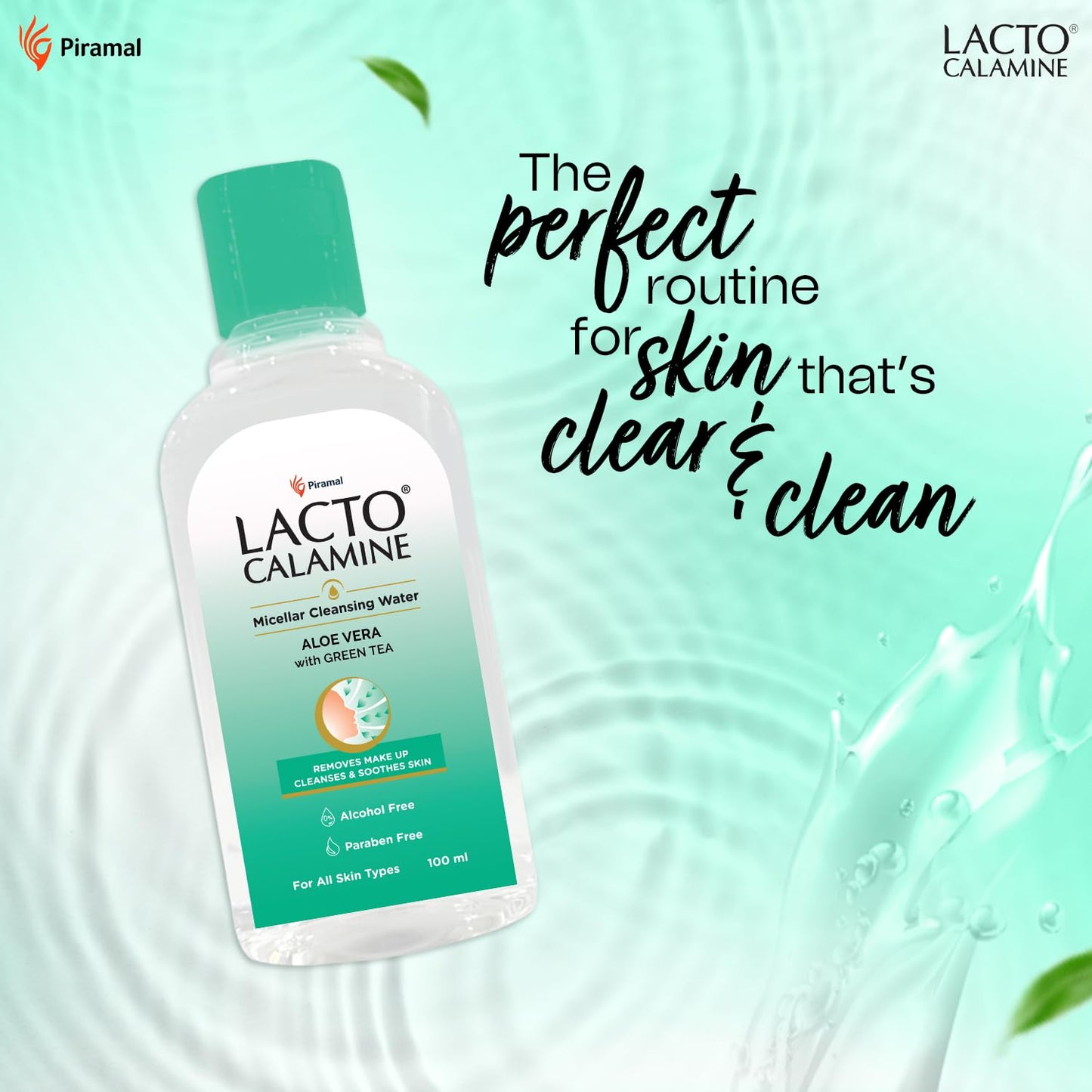 Lacto Calamine Micellar Water Makeup Remover with Aloe Vera, Green Tea and Niacinamide – 3.38 fl oz (100 ml)