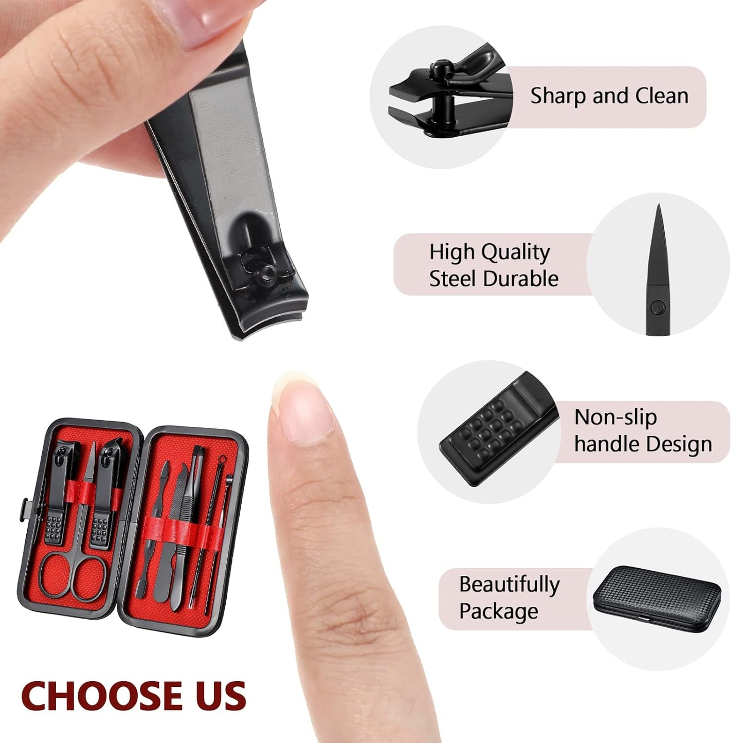Manicure Set - 12-Piece Stainless Steel Nail Clippers & Pedicure Kit | Travel Case Included, Perfect Gift for Coworkers & Nurses