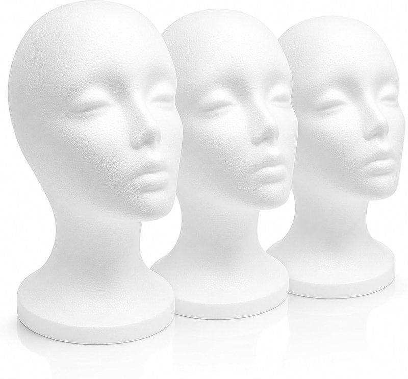 Foam Wig Head - 12-Inch Tall Female Mannequin Stand for Styling, Displaying Wigs, Hats & Masks | Perfect for Home, Salon & Travel