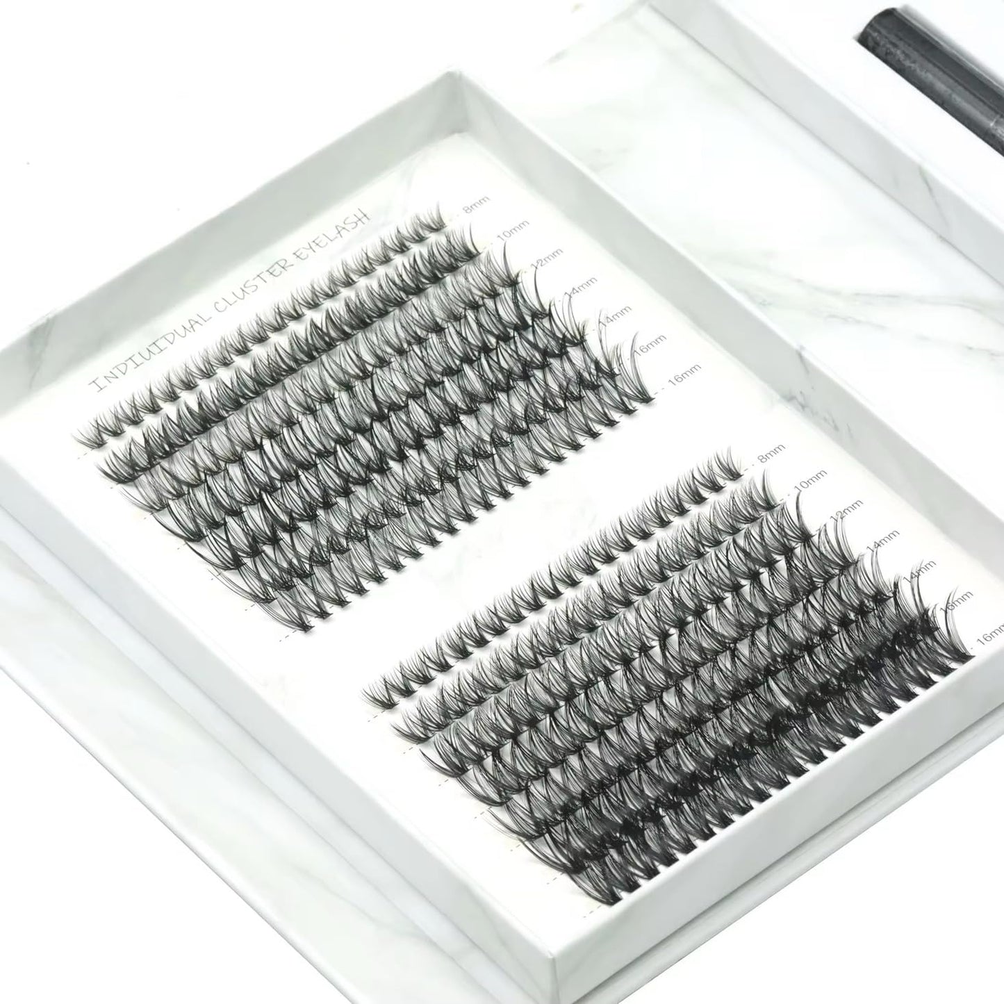 Cluster Lash Extension Kit – Natural Look, Reusable At-Home Lash Kit, DIY Segment Lashes, Mink-Style Clusters with Bond & Seal D Curl / 8mm–16mm