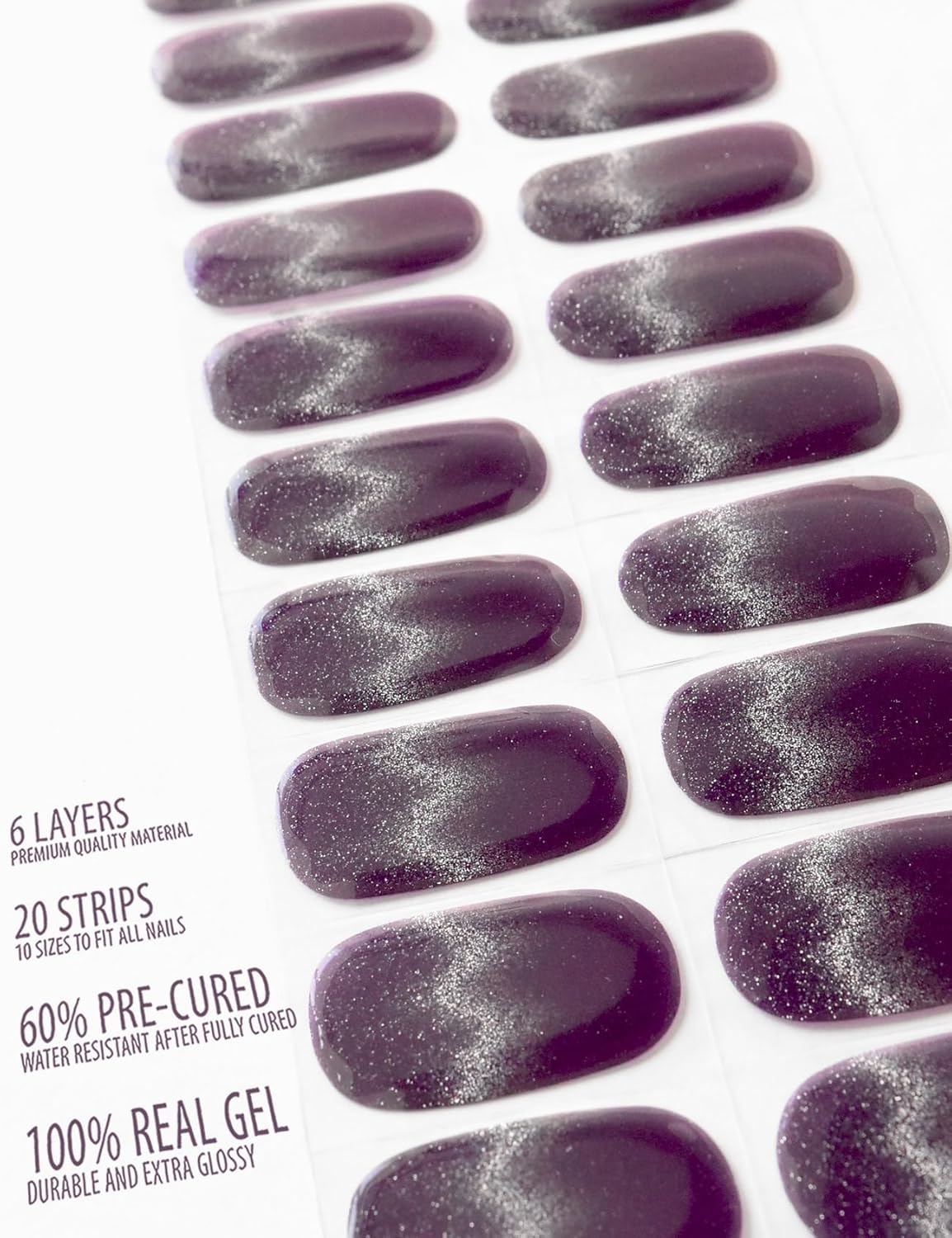 Semi Cured Gel Nail Strip Starter Kit - 60 Nail Stickers, UV Lamp & Tools for Salon Quality Christmas Nails