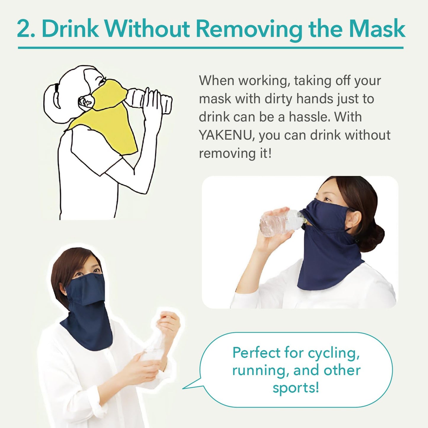 YAKeNU UV CUT MASK UV Sun Protection Mask for Face & Neck, Yake-nu SO-Cool Mermaid, for Women (561 Light Gray)