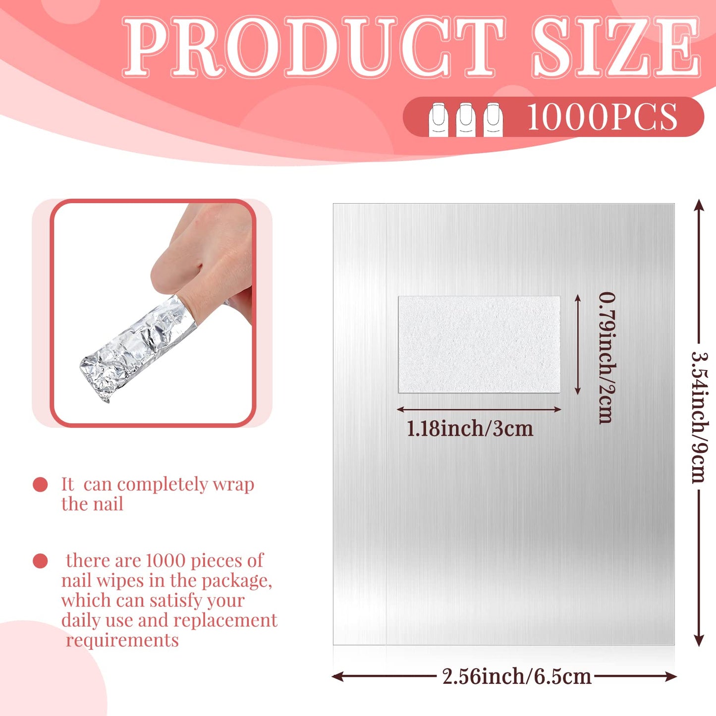Demissle 1000 Pcs Gel Nail Polish Remover Foil Wraps Bulk Nail Soak off Foil Wraps Gel Finger Polish Remover with Pre-Attached Lint Pad, Silver