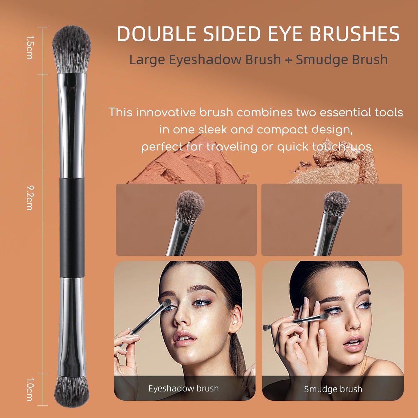 ENERGY Eyeshadow Brush Set 11PCS Professional Makeup Brushes for Eye Shadow Brows Smudge Concealer Eyeliner Eyelash Highlighter Blending Vegan Synthetic Face Make Up Kit with Travel Case Black